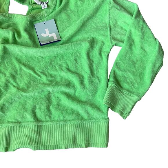JoyLab Women's Bright Green Open Back Terry Cloth Sweatshirt - Size XS - NWT - Picture 6 of 8
